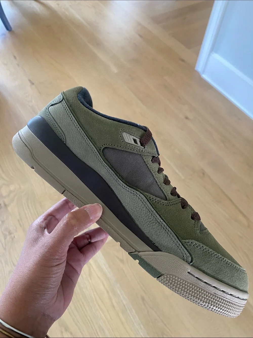 Jordan Flight Court Olive and Brown Low-Top Sneakers